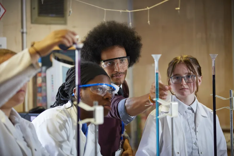 Science lesson at Mary Hare School for deaf children